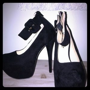 Platform black strap stilettos